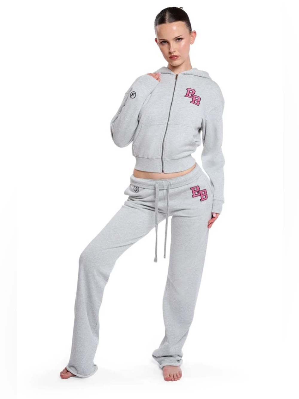 Body University Sweatpants 2.0 - Heather Grey / Pink